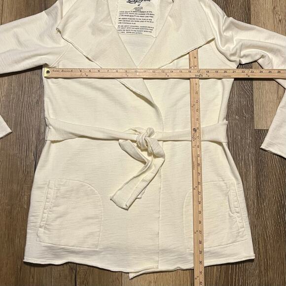 NWOT Lucky Brand Wrap Tie Open Front Ivory Cardigan XL Pockets Boho Classic City - Picture 6 of 6